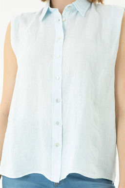 Женская голубая рубашка с коротким рукавом Неожиданная скидка в корзине - U.s. polo assn фото 6