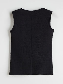 Bisiklet Yaka Dokulu Bluz