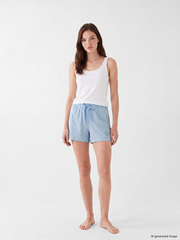 Bask?l? %100 Pamuklu Kad?n ?ort Pijama Alt? 2li