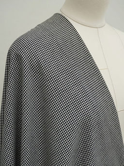 Пестрядь Мелкая белая клетка цв.черный, ш.1.45м, хлопок-95%, п/э-5%, 145гр/м.кв - Купава фото 2