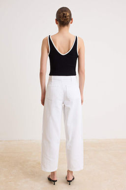 Beyaz Pileli Cep Detayl? %100 Pamuk Baggy Yuksek Bel Jeans TWOSS26JE00247 - Trendyolmilla фото 8