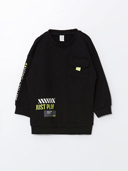 Bisiklet Yaka Bask?l? Erkek ?ocuk Sweatshirt ve E?ofman Alt 2li Tak?m - Waikiki фото 2