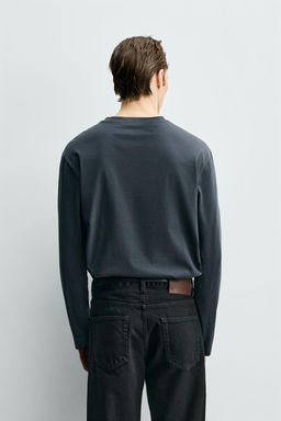 CAMISETA MERCERIZADA MANGA LARGA / Gris oscuro - Zara фото 3