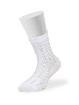 OMSA kids Calzino 22A03 ажурная косичка и цветочки - bianco  фото 2