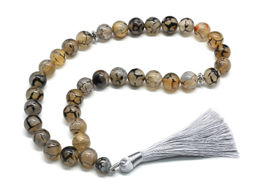 Четки шарик 12мм из агата Вены Дракона, 33 бусины, 40см