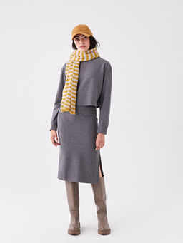 Bisiklet Yaka D?z Uzun Kollu Kad?n Triko Kazak