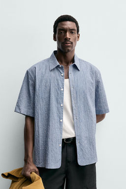 CAMISA REGULAR FIT CUADROS TEXTURA / Azul - Zara фото 2