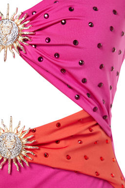 X Zeynep Tosun Turuncu-Fusya Gunes Aksesuar Detayl? Tasl? Elbise TCLSS23AE00008 - Trendyolmilla фото 7