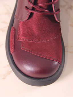 Ботинки 305.927bl.Бордовый бордовая замша/байка