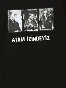 Bisiklet Yaka Atat?rk Bask?l? Uzun Kollu Erkek ?ocuk Ti??rt - Waikiki фото 2