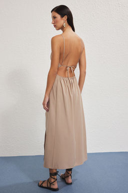 Trendyolmilla Siyah Dokuma Baglama Detayl? Plaj Elbise TBESS25EL00137  фото 8