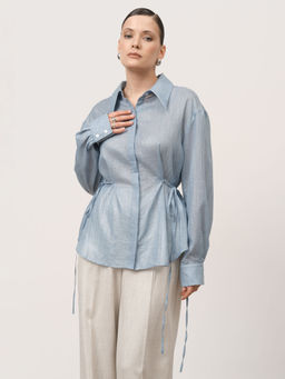 Блуза из хлопка 5011821 голубая