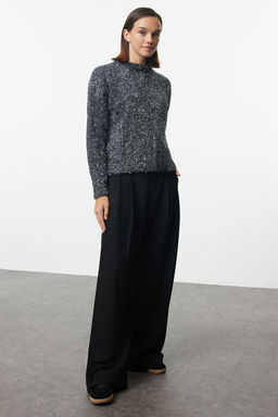 Antrasit Y?lbas? Temal? Simli Triko Kazak TWOAW25KZ00171 - Trendyolmilla фото 2