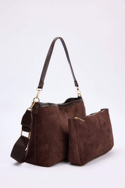 Kahverengi Suet Yavrulu Kad?n Midi Omuz Cantas? TAKAW26OC00076 - Trendyolmilla фото 4