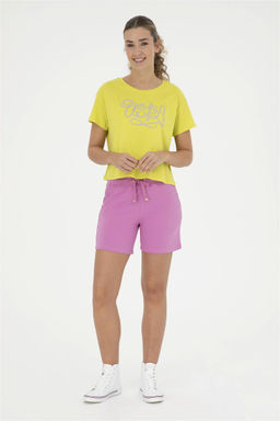 Женские фиолетовые вязаные шорты