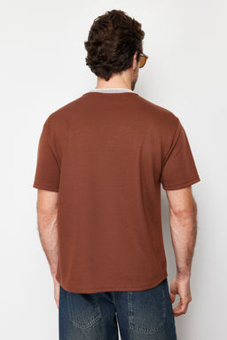 TRENDYOL MAN Premium Tas Oversize/Genis Kesim Triko Bantl? Dokulu Pike T-Shirt TMNSS23TS00079 - Trendyolmilla фото 2