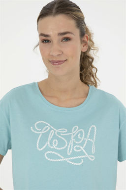 Женская мятная футболка с круглым вырезом - U.s. polo assn фото 2