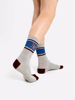 Цена за 5 пар! Носки мужские серые с рисунком в виде буквы М - Mark formelle фото 2