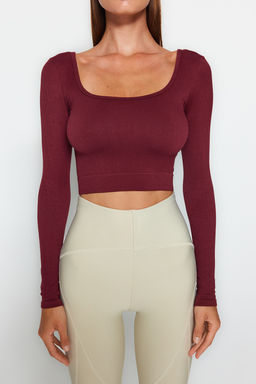 Bordo Seamless/Dikissiz Crop Ekstra Esnek Orme Spor Ust/Bluz TWOAW22BZ0450