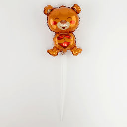 Цена за 5 шт. Воздушный шар фольгированный 16" «Мишка с сердцем», фигура, для палочки