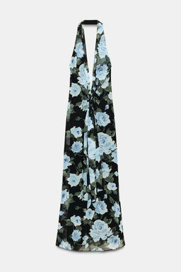 LONG FLORAL PRINT DRESS WITH KNOT DETAIL - Zara фото 4
