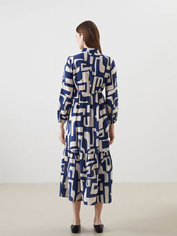 G?mlek Yaka Desenli Elbise