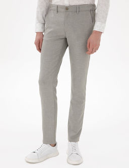 Haki Slim Fit Yazl_k Kanvas Pantolon