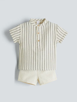 Hakim Yaka Erkek Bebek G?mlek ve ?ort 2li