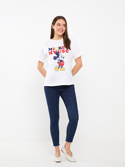 Bisiklet Yaka Mickey Mouse Bask?l? Hamile Ti??rt