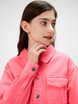 ACOOLA / Куртка джинсовая детская для девочек Rattata неоновый розовый фото 4