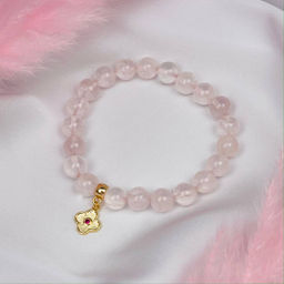 Браслет из Розового кварца с подвеской 17 см