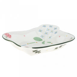"Зефир" Салатник фарфоровый 450мл, 20,3х16,4х4,1см, фигурный, цветной декор, отводка (Китай)