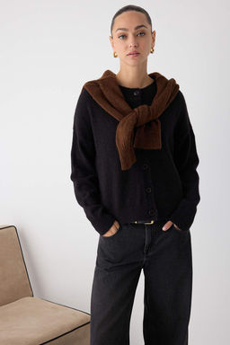 Wardrobe Essentials Siyah Alpaka Yunu Kar?s?ml? Genis Kal?p Triko H?rka | TWOAW26HI00089