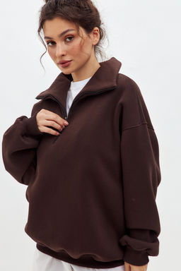 Толстовка женская из футера начес Комфорт шоколад макси