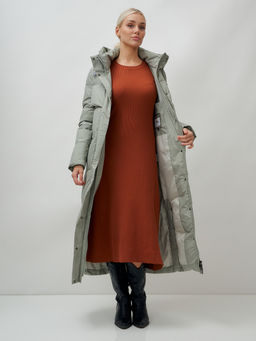 Пальто утепленное стеганное зимнее с капюшоном женское зеленого цвета 9611Z - Mtforce фото 16