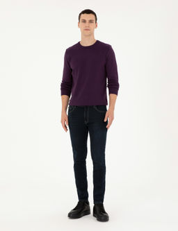 Mor Slim Fit Bisiklet Yaka Basic Triko Kazak - Pierre cardin фото 4