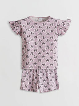 Bisiklet Yaka K?z ?ocuk ?ortlu Pijama Tak?m?