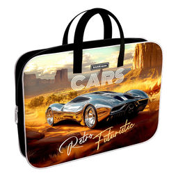 Цена за 1 шт. Папка текстильная на молнии ErichKrause с ручками Retro Cars, A4+
