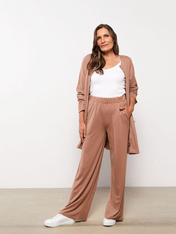 Kad?n Beli Lastikli Standart Fit D?z Pantolon