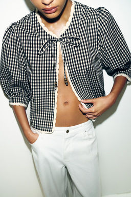 GINGHAM CHECK CROCHET JACKET - Zara фото 4