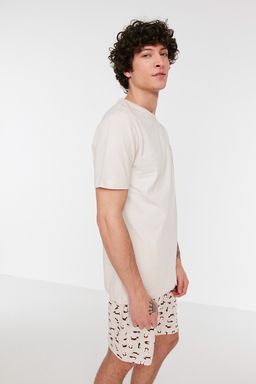 TRENDYOL MAN Indigo Regular Fit Kopek Desenli Orme Sortlu Pijama Tak?m? THMSS21PT0324 - Trendyolmilla фото 3