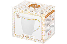 Кружка 420 мл 13*9*10,5 см Белая с золотом NEW BONE CHINA, фарфор - Elan gallery фото 4