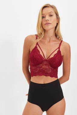 TRENDYOLMILLA Siyah Dantelli Biye Detayl? Dolgusuz Balensiz Ip Ask?l? Ucgen Orme Bustiyer Sutyen THMAW21SU0050  фото 11