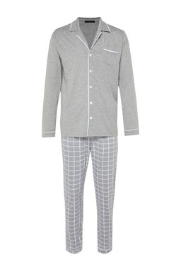TRENDYOL MAN Lacivert Erkek Regular Fit Ust Biye Detayl? Orme %100 Pamuk Pijama Tak?m? TMNAW22PT1073 - Trendyolmilla фото 6