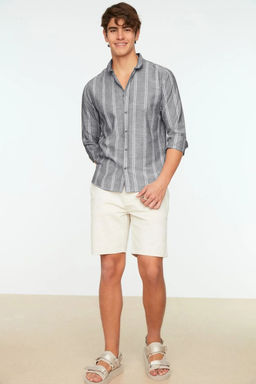 TRENDYOL MAN Beyaz Slim Fit Dugmeli Yaka Ince Cizgili Gomlek TMNSS20GO0092 - Trendyolmilla фото 31