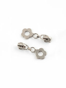 Цена за 2 шт. Бегунок для металлической молнии, №3, «Цветок», 10 шт., цвет никель