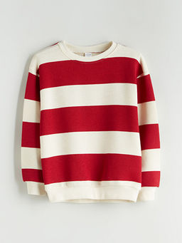 Bisiklet Yaka ?izgili Erkek ?ocuk Sweatshirt
