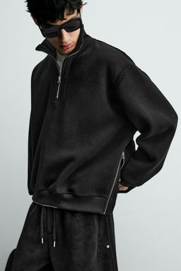 CORDUROY QUARTER-ZIP SWEATSHIRT - Zara фото 5