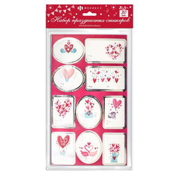 Набор самоклеящихся праздничных наклеек арт.48050/72 ПОЗДРАВИТЕЛЬНЫЕ КРАСНЫЙ (145x250, на бумажной п