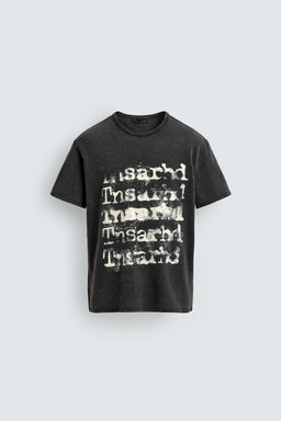 CAMISETA PUNTO ESTAMPADO LAVADO / Negro - Zara фото 8